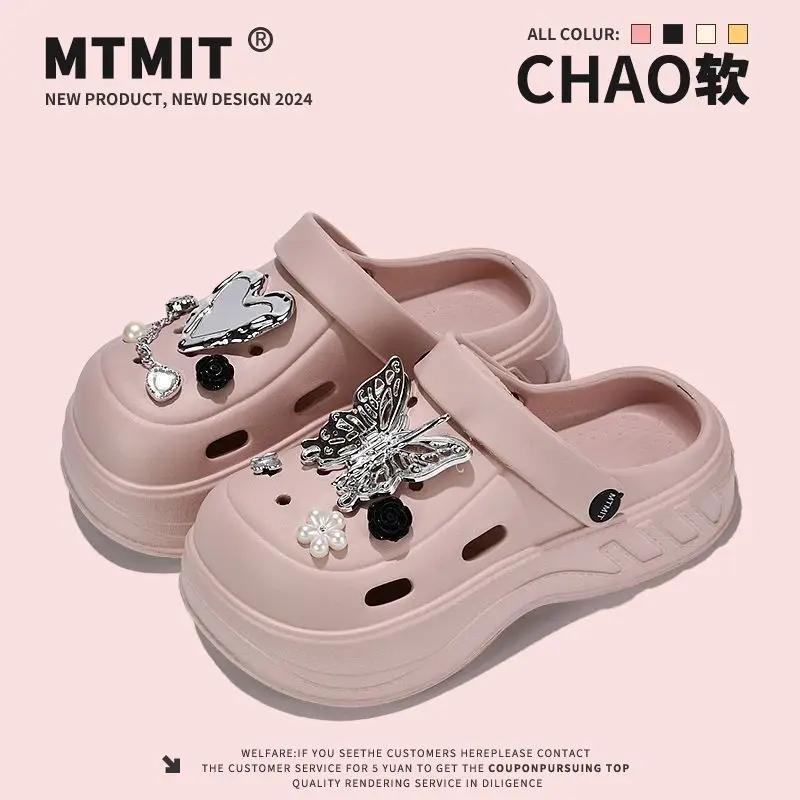Women's White Clogs with Bear Design & Thick Sole — feature 32