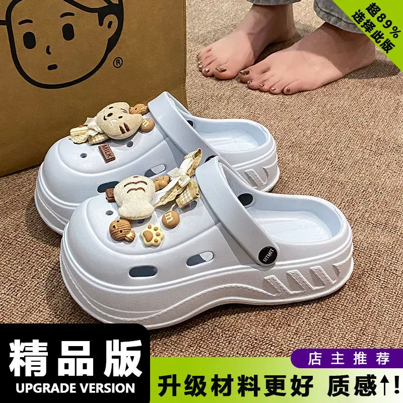 Women's White Clogs with Bear Design & Thick Sole - Image 8