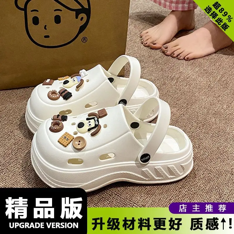 Women's White Clogs with Bear Design & Thick Sole - Image 9