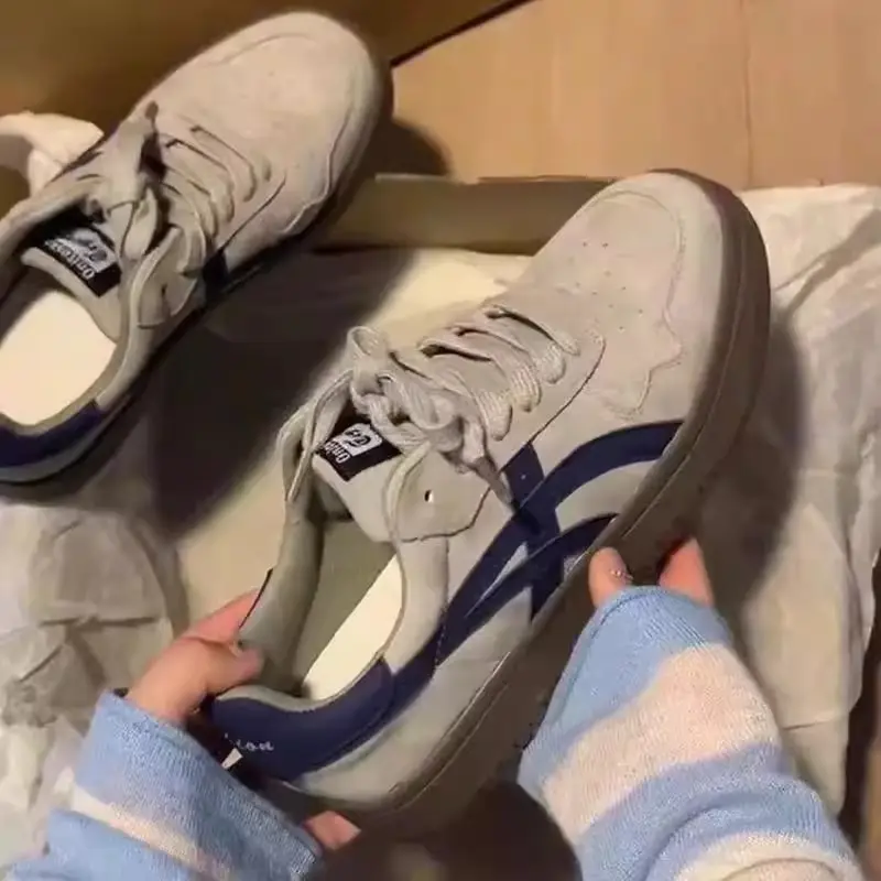 Women's 2025 Platform Sneakers White Blue Comfortable Casual
