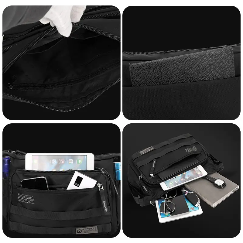 Men's Black Business Crossbody Bag Large Capacity - Image 8