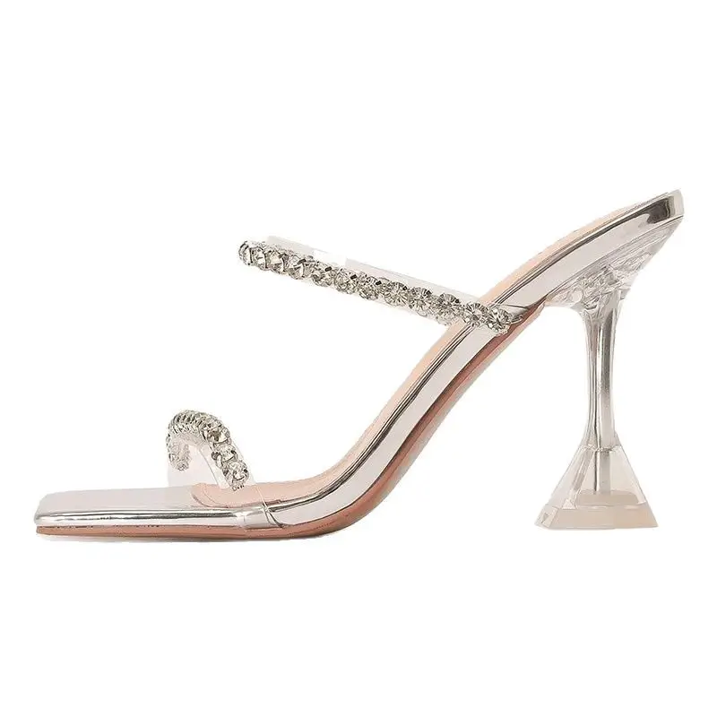 Square Toe Rhinestone Slippers 2025 Summer