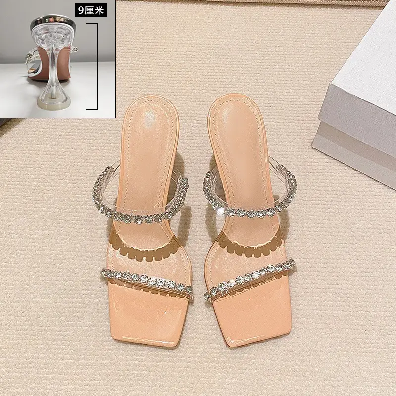 Square Toe Rhinestone Slippers 2025 Summer — feature 2