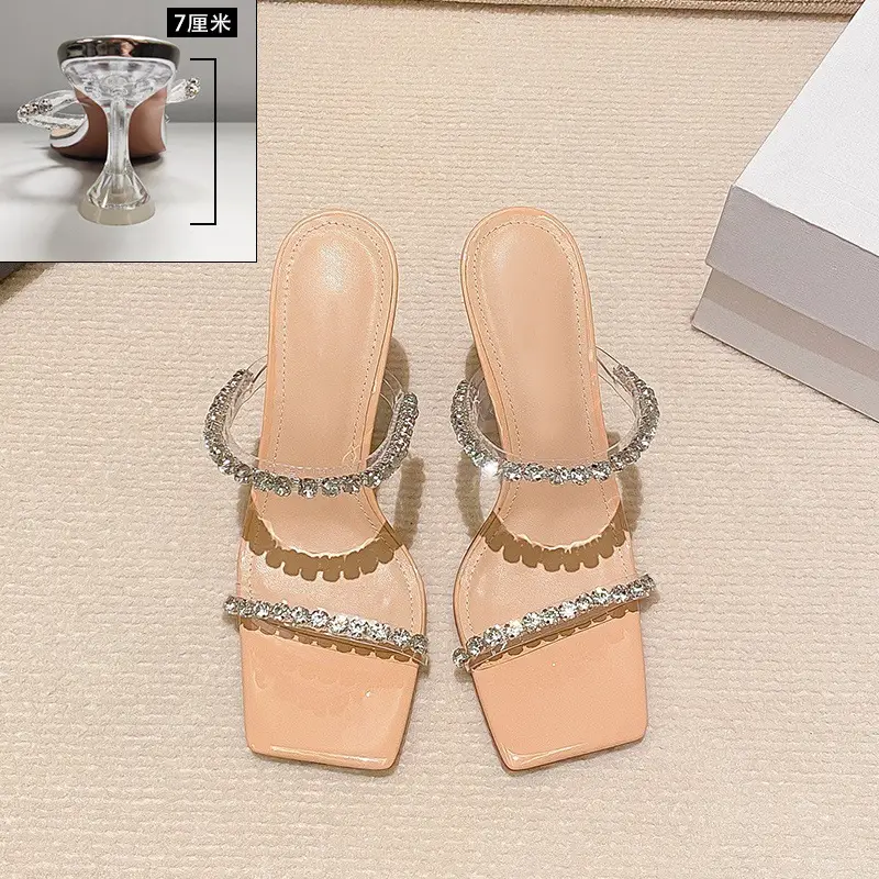 Square Toe Rhinestone Slippers 2025 Summer — feature 5