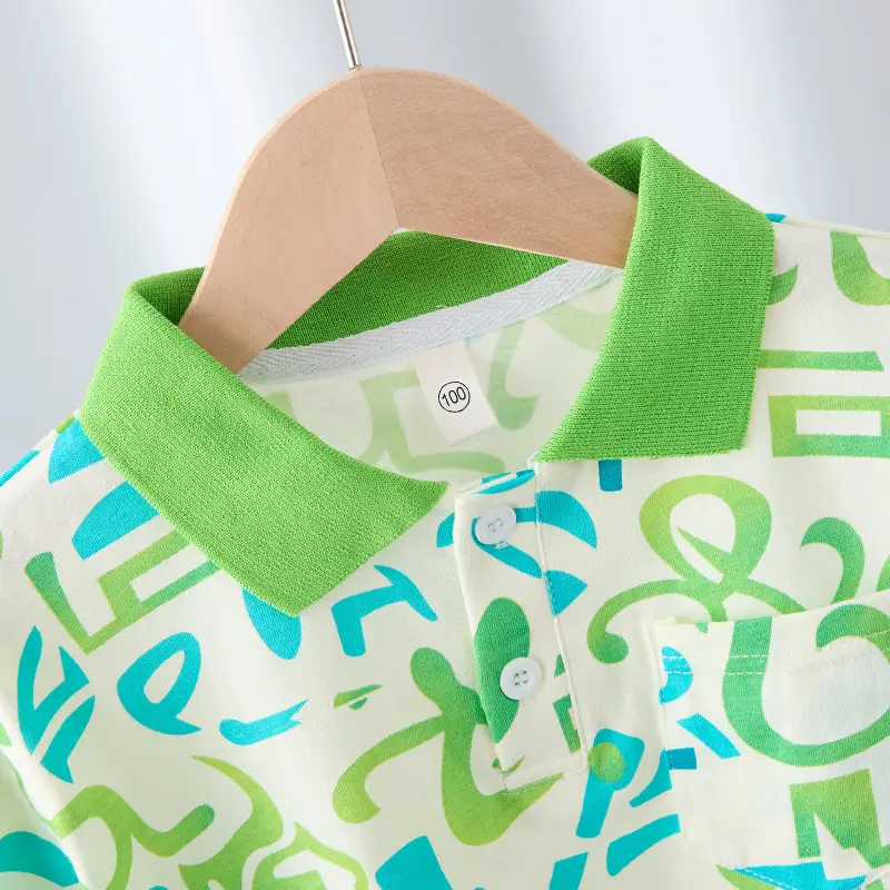 Boys T-Shirt Baby Summer 2025 Green Teal Print - Image 4