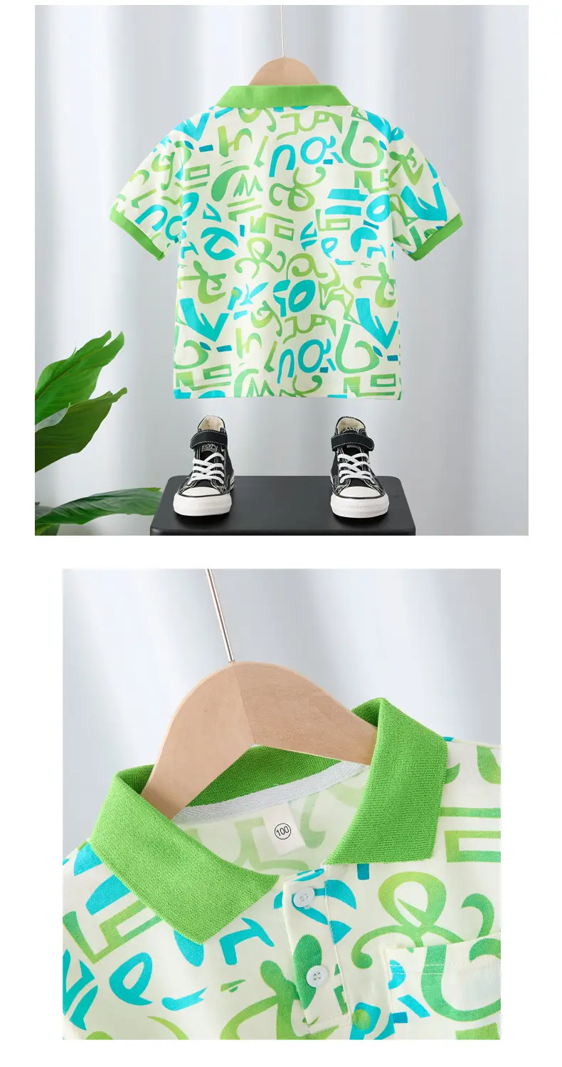 Boys T-Shirt Baby Summer 2025 Green Teal Print — feature 5