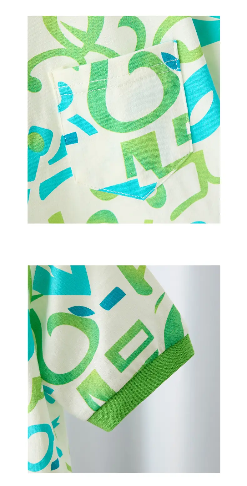 Boys T-Shirt Baby Summer 2025 Green Teal Print — feature 6