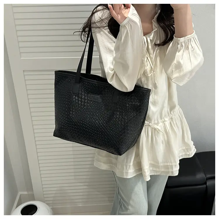 Brown Textured Large Capacity Tote Bag for Women — feature 16