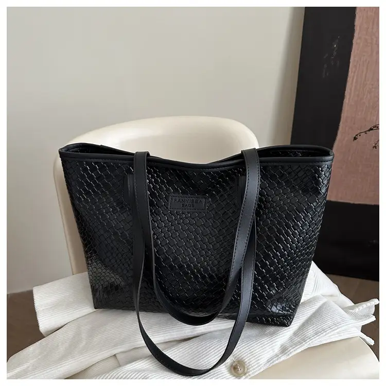 Brown Textured Large Capacity Tote Bag for Women — feature 19