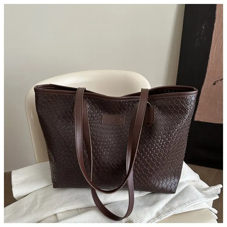 Brown Textured Large Capacity Tote Bag for Women — feature 20