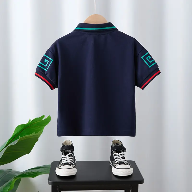 Boys Polo Shirt Navy Blue Summer Kids Wear - Image 3