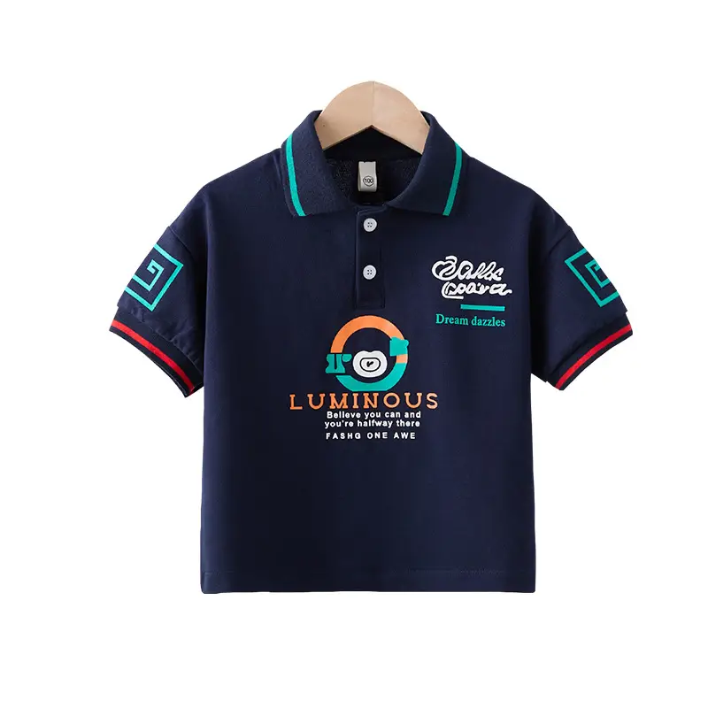 Boys Polo Shirt Navy Blue Summer Kids Wear - Image 6