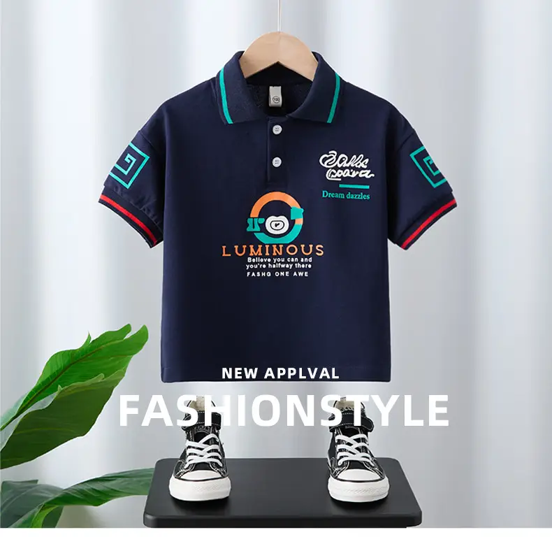 Boys Polo Shirt Navy Blue Summer Kids Wear — feature 1