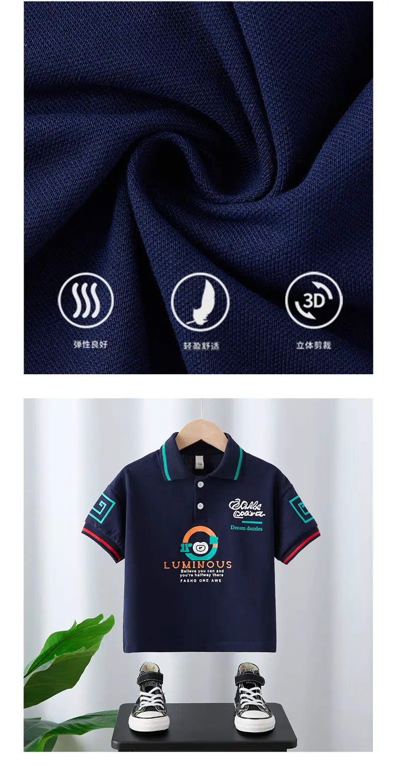 Boys Polo Shirt Navy Blue Summer Kids Wear — feature 4