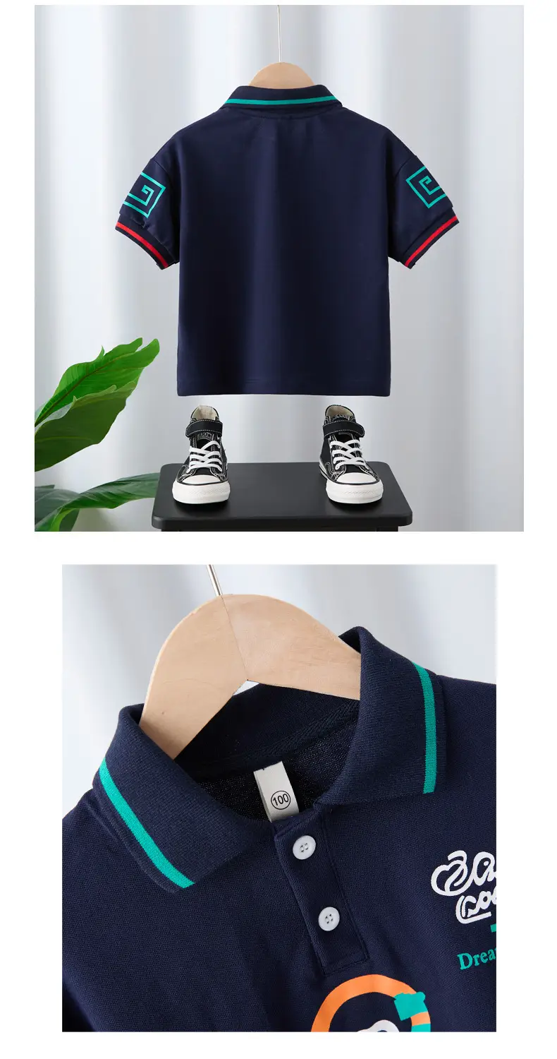 Boys Polo Shirt Navy Blue Summer Kids Wear — feature 5