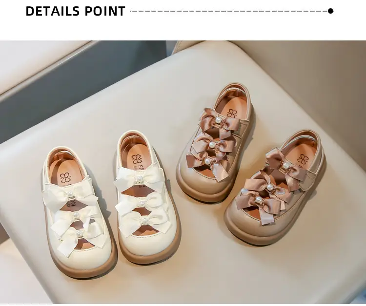 Girls' Bowy Leather Sandals Spring Summer 0-3 — feature 7