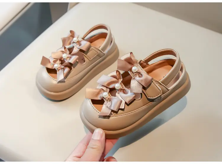 Girls' Bowy Leather Sandals Spring Summer 0-3 — feature 8