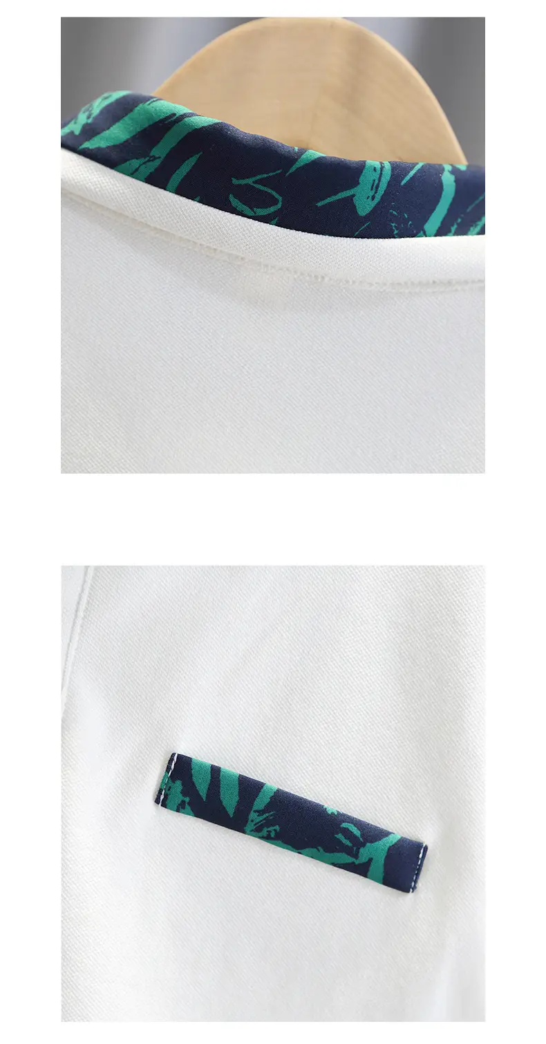 Boys Polo Shirt White Blue 2025 Summer — feature 5