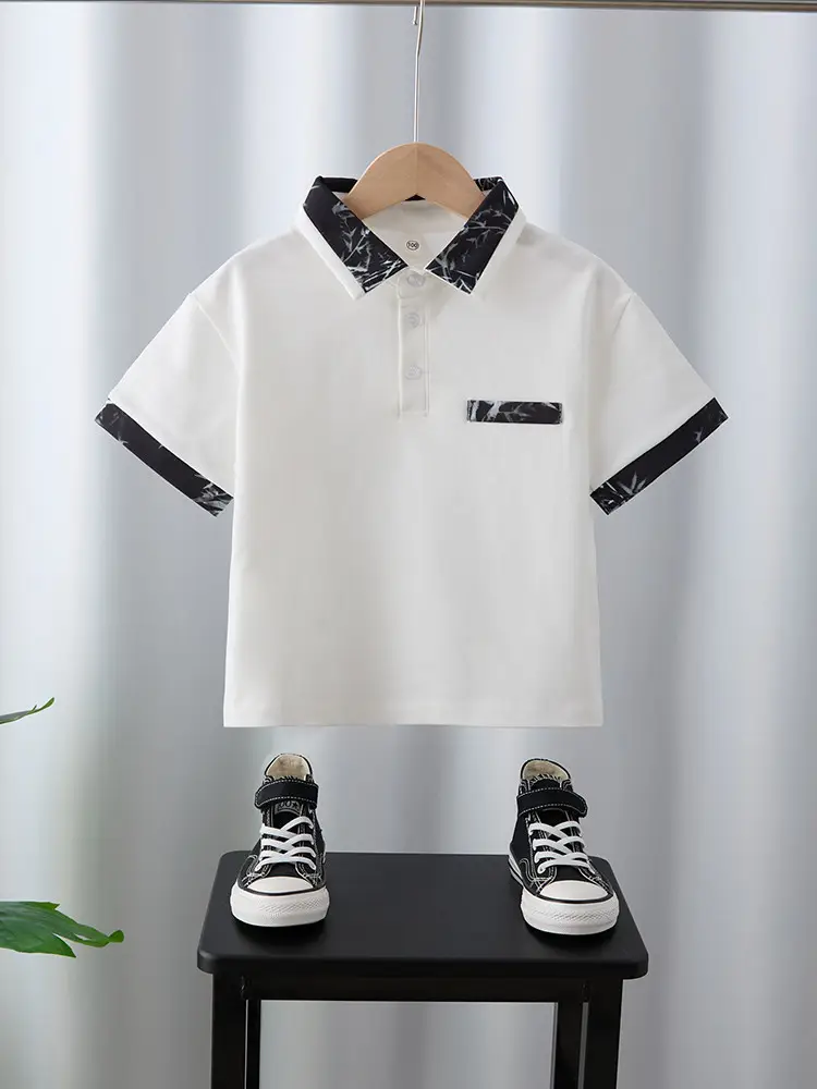 Boys White Polo Shirt Summer Medium Large — feature 13