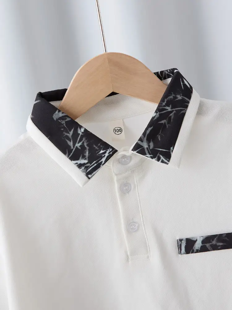 Boys White Polo Shirt Summer Medium Large — feature 17