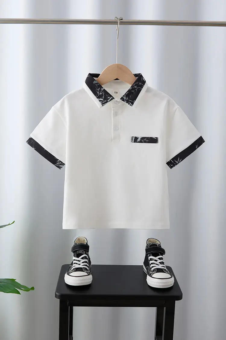 Boys White Polo Shirt Summer Medium Large — feature 21