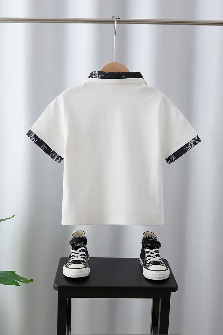 Boys White Polo Shirt Summer Medium Large — feature 22