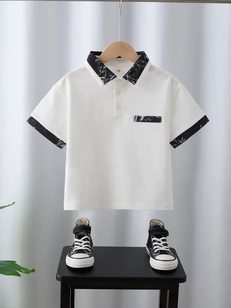 Boys White Polo Shirt Summer Medium Large — feature 29