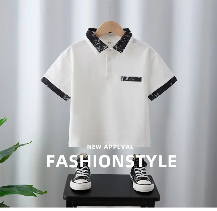 Boys White Polo Shirt Summer Medium Large — feature 7