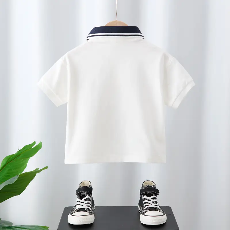 White Boys Polo Shirt Short Sleeve 2025 Summer Wear - Image 3