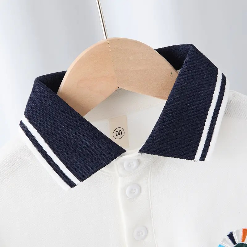 White Boys Polo Shirt Short Sleeve 2025 Summer Wear - Image 4