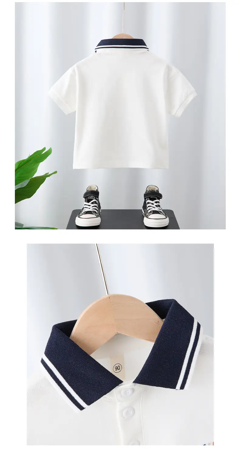 White Boys Polo Shirt Short Sleeve 2025 Summer Wear — feature 6