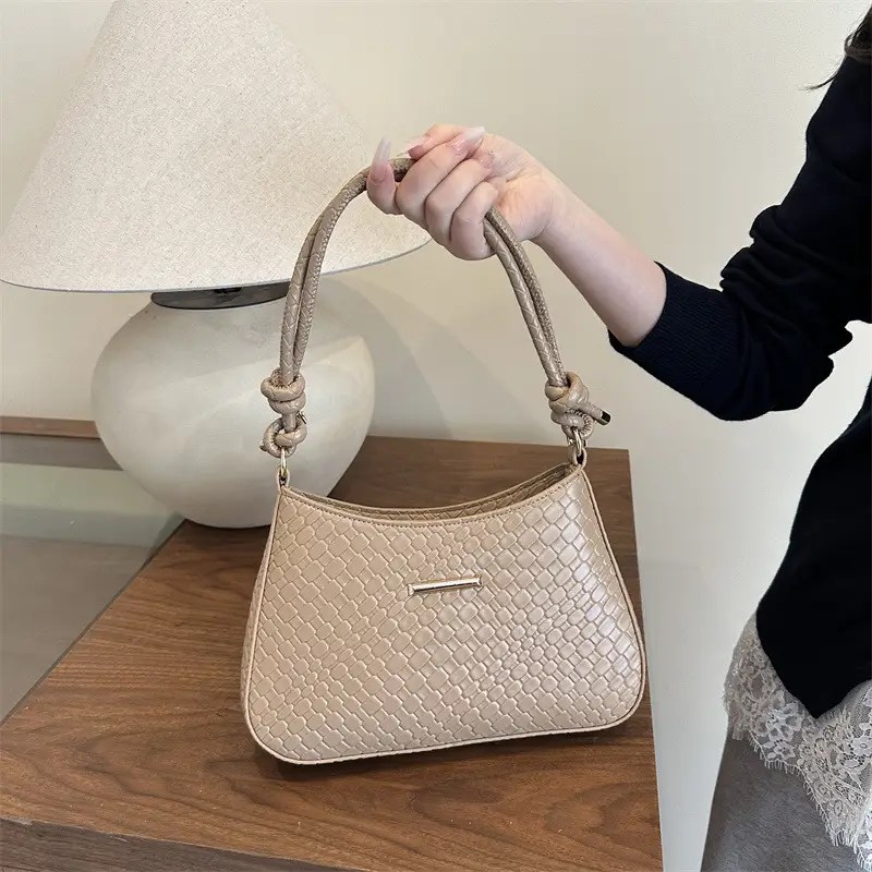 Women's Beige Embossed Shoulder Bag 2025 Korean Style