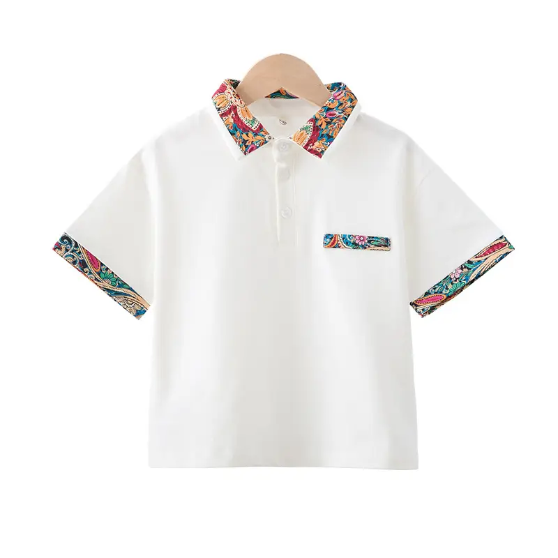 Boys T-Shirt Floral Collar 2025 Summer