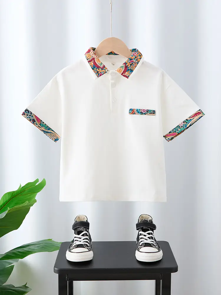 Boys T-Shirt Floral Collar 2025 Summer — feature 17