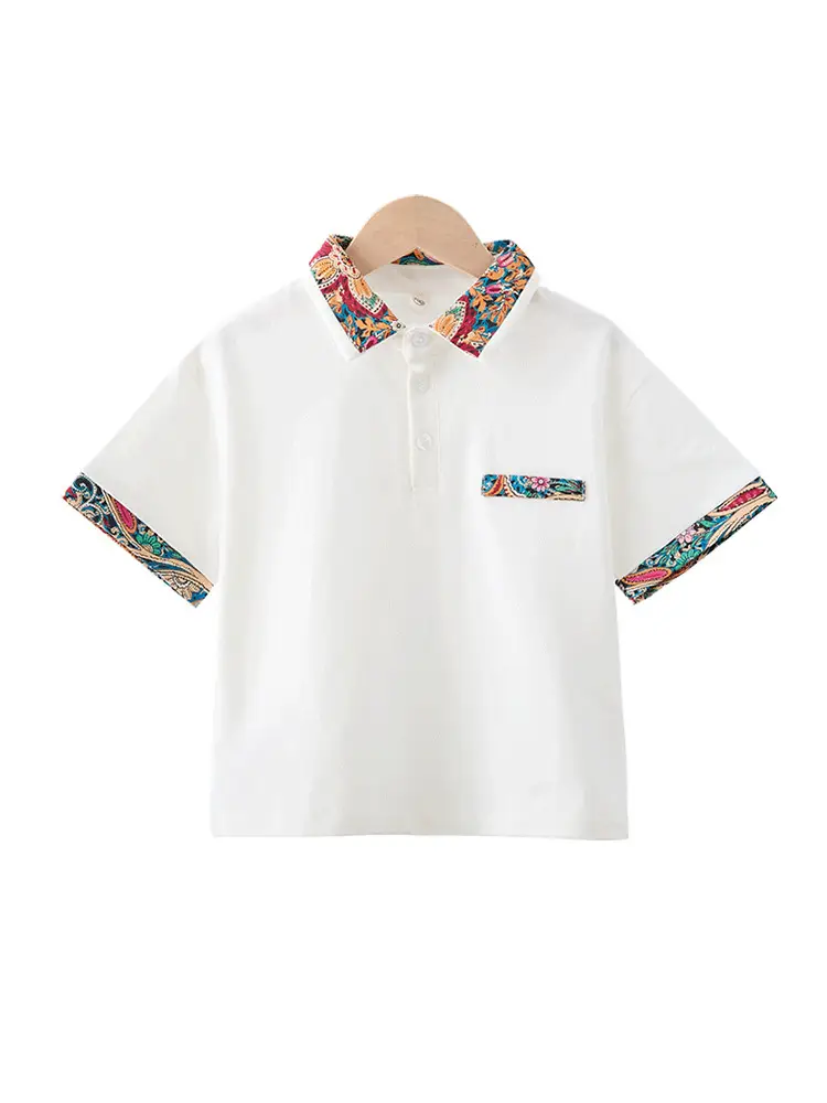 Boys T-Shirt Floral Collar 2025 Summer — feature 24