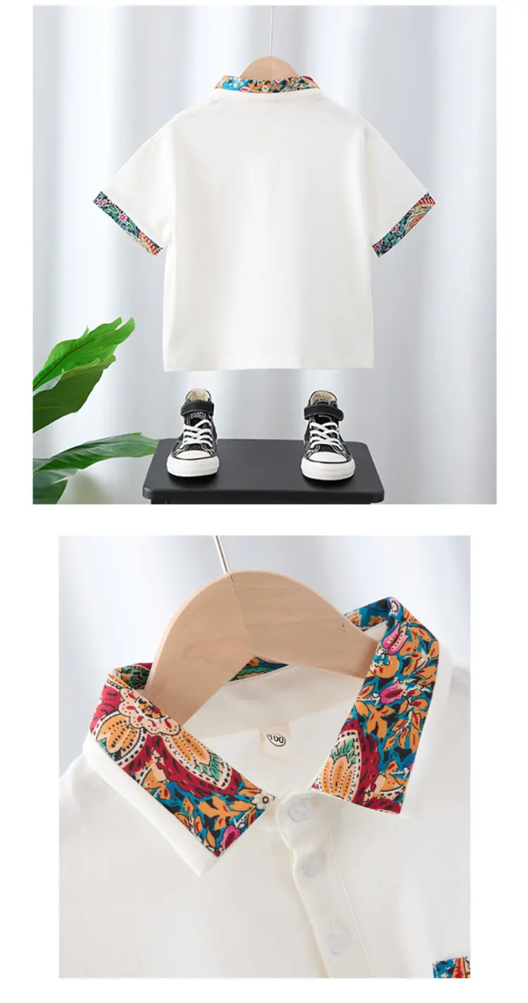 Boys T-Shirt Floral Collar 2025 Summer — feature 5