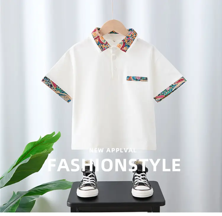 Boys T-Shirt Floral Collar 2025 Summer — feature 9