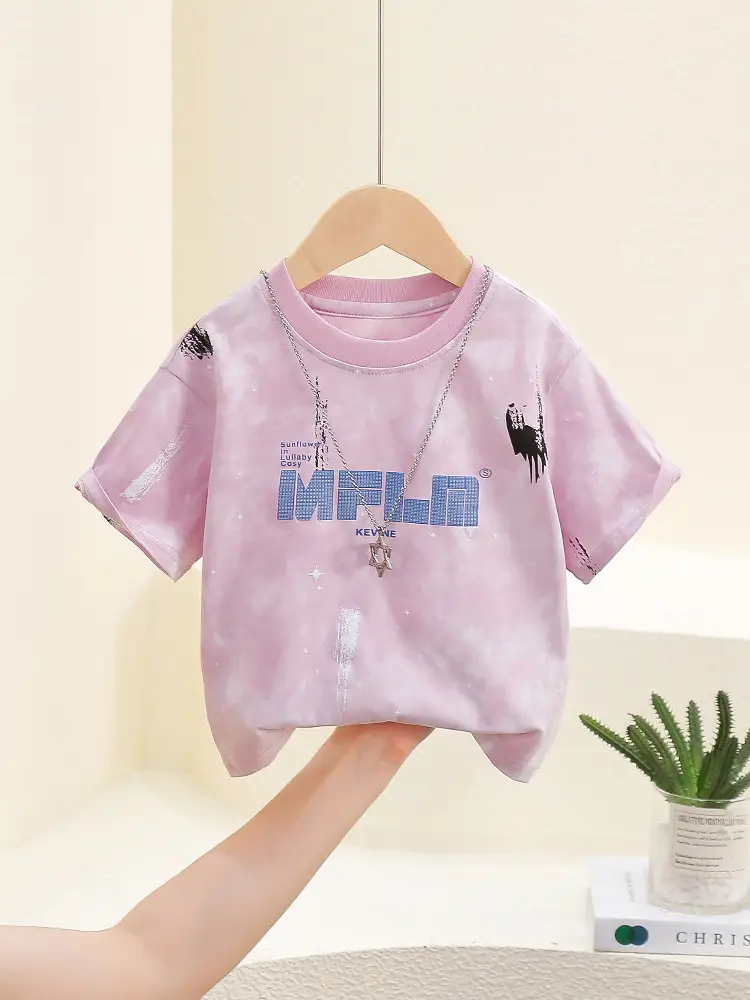 Cool Pink Tie-Dye Boys T-Shirt 2026 - Image 2
