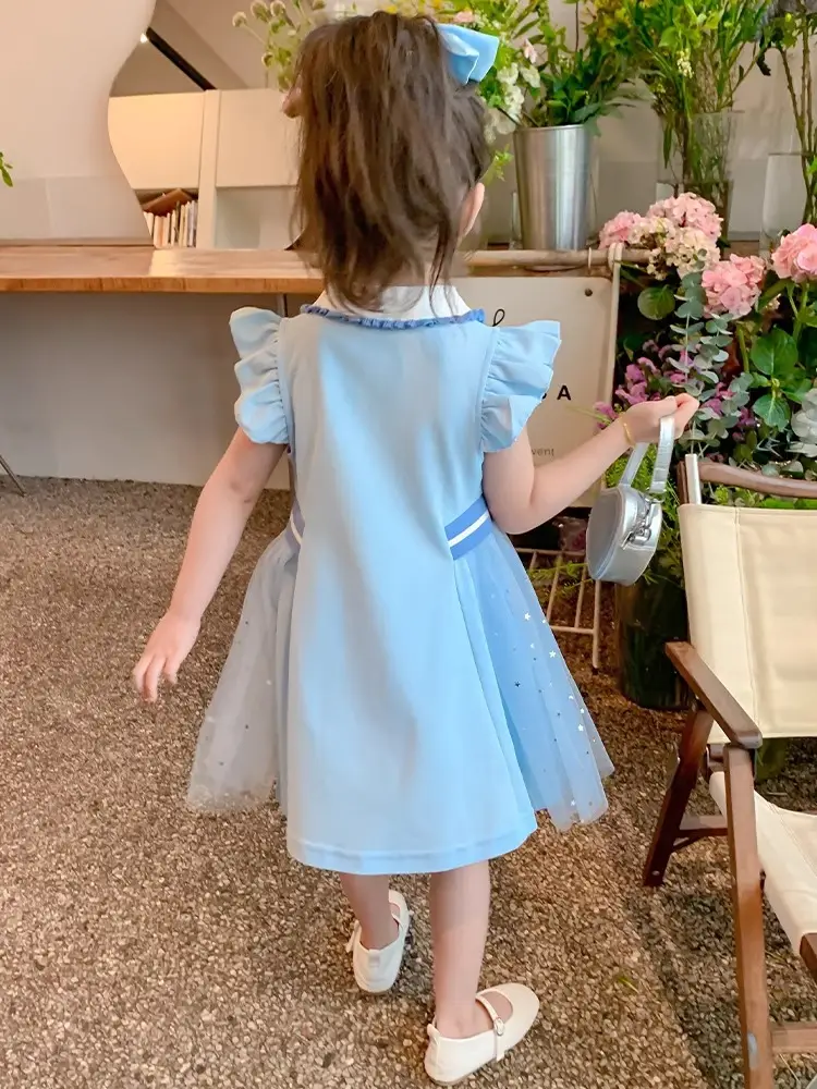 Elsa Princess Dress 2025 New Children's Summer Short-Sleeved Polo Skirt Girls Summer College Style Dress