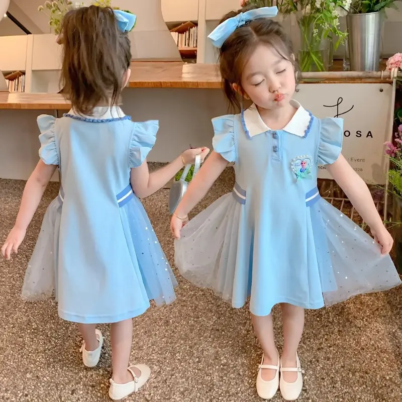 Elsa Princess Dress 2025 New Children's Summer Short-Sleeved Polo Skirt Girls Summer College Style Dress — feature 2
