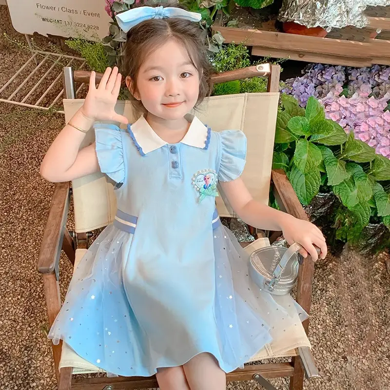 Elsa Princess Dress 2025 New Children's Summer Short-Sleeved Polo Skirt Girls Summer College Style Dress — feature 4