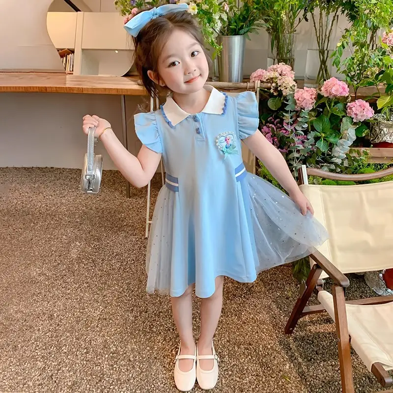 Elsa Princess Dress 2025 New Children's Summer Short-Sleeved Polo Skirt Girls Summer College Style Dress — feature 5
