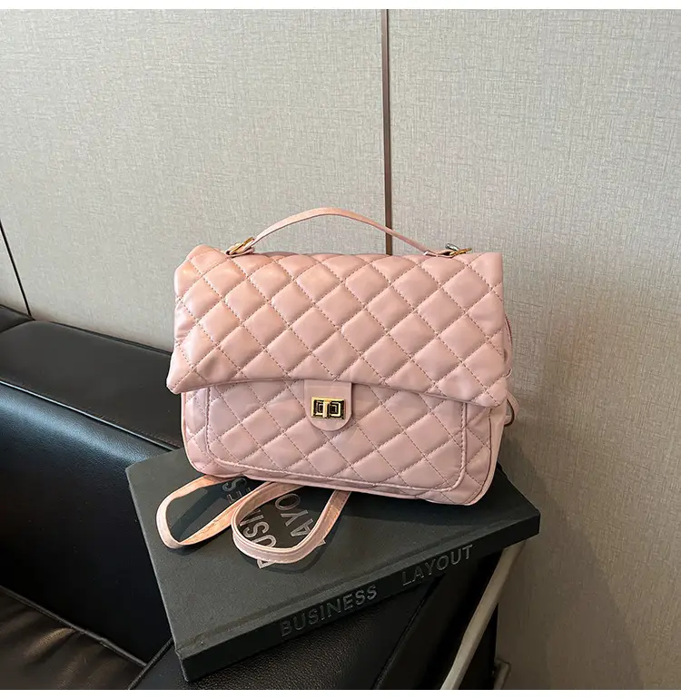 Women's Cream Quilted Shoulder Bag with Tassel & Chain - Image 4