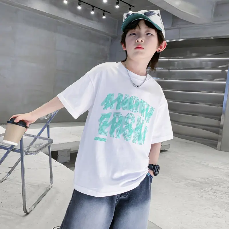 Trendy Boys Cotton T-Shirt White Summer 2025 - Image 4