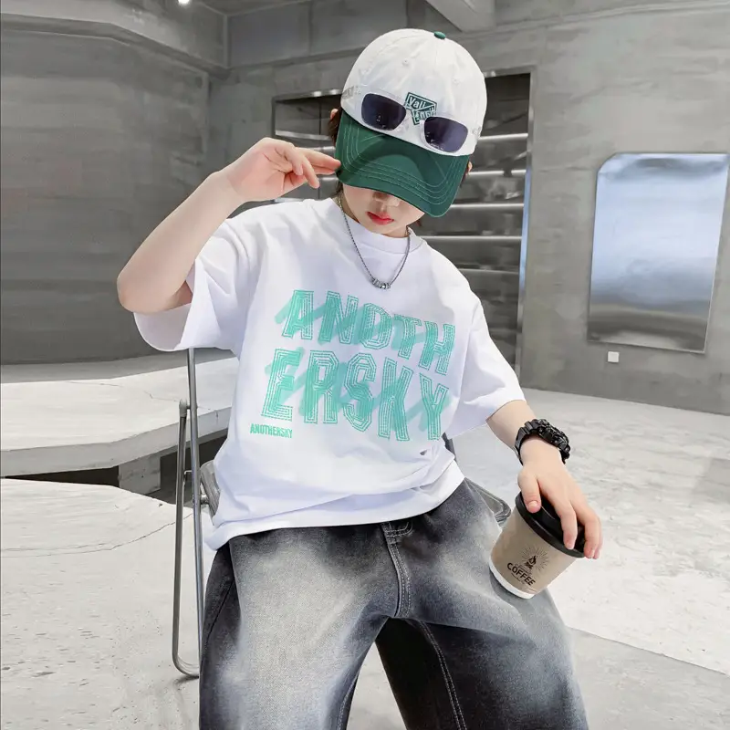 Trendy Boys Cotton T-Shirt White Summer 2025 - Image 5