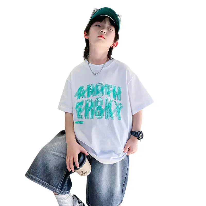 Trendy Boys Cotton T-Shirt White Summer 2025 - Image 6