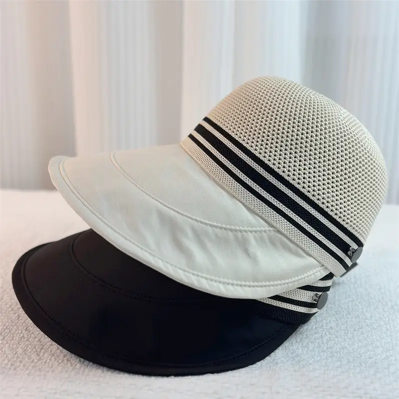Women's White Mesh Sun Hat with Long Brim - Image 6