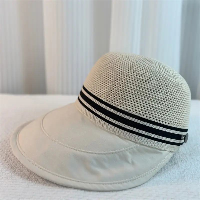Women's White Mesh Sun Hat with Long Brim - Image 2