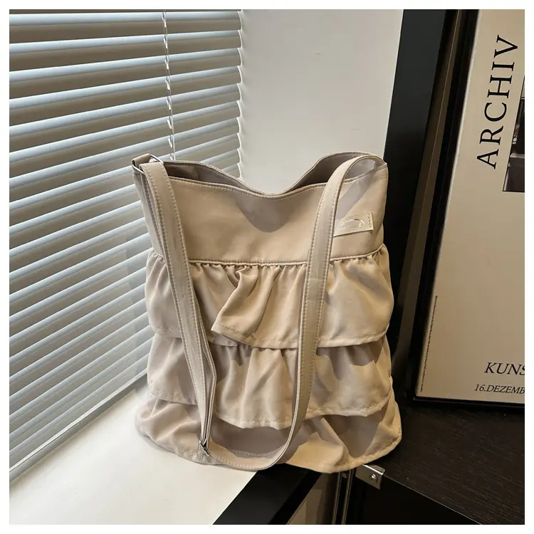 2025 Spring Ruffled Shoulder Tote Bag Women Large Capacity Oxford Cloth — feature 10