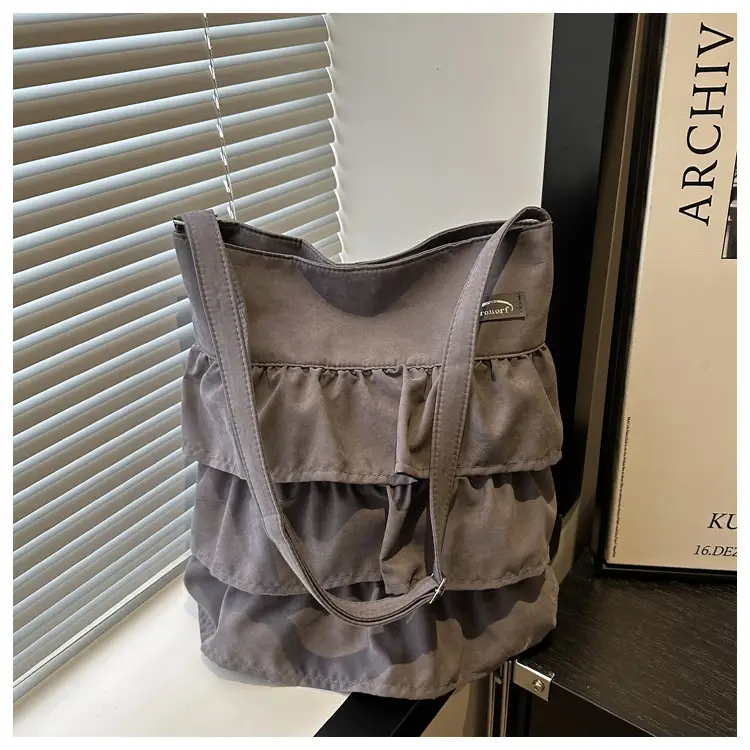 2025 Spring Ruffled Shoulder Tote Bag Women Large Capacity Oxford Cloth — feature 12